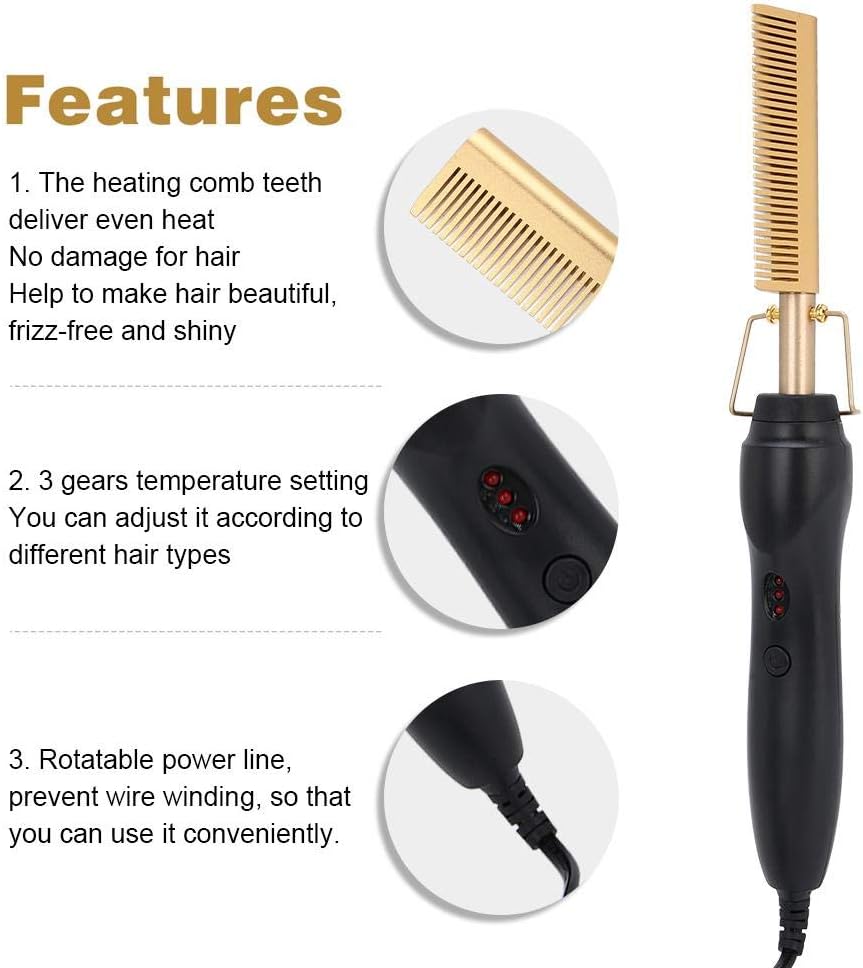 2 in 1 Heating Hair Straightener Comb, Electric Hair Curler, Multi-Functional Curling Iron