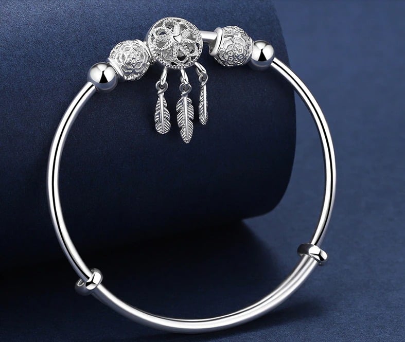 Sterling Silver Dreamcatcher Charm Bracelet