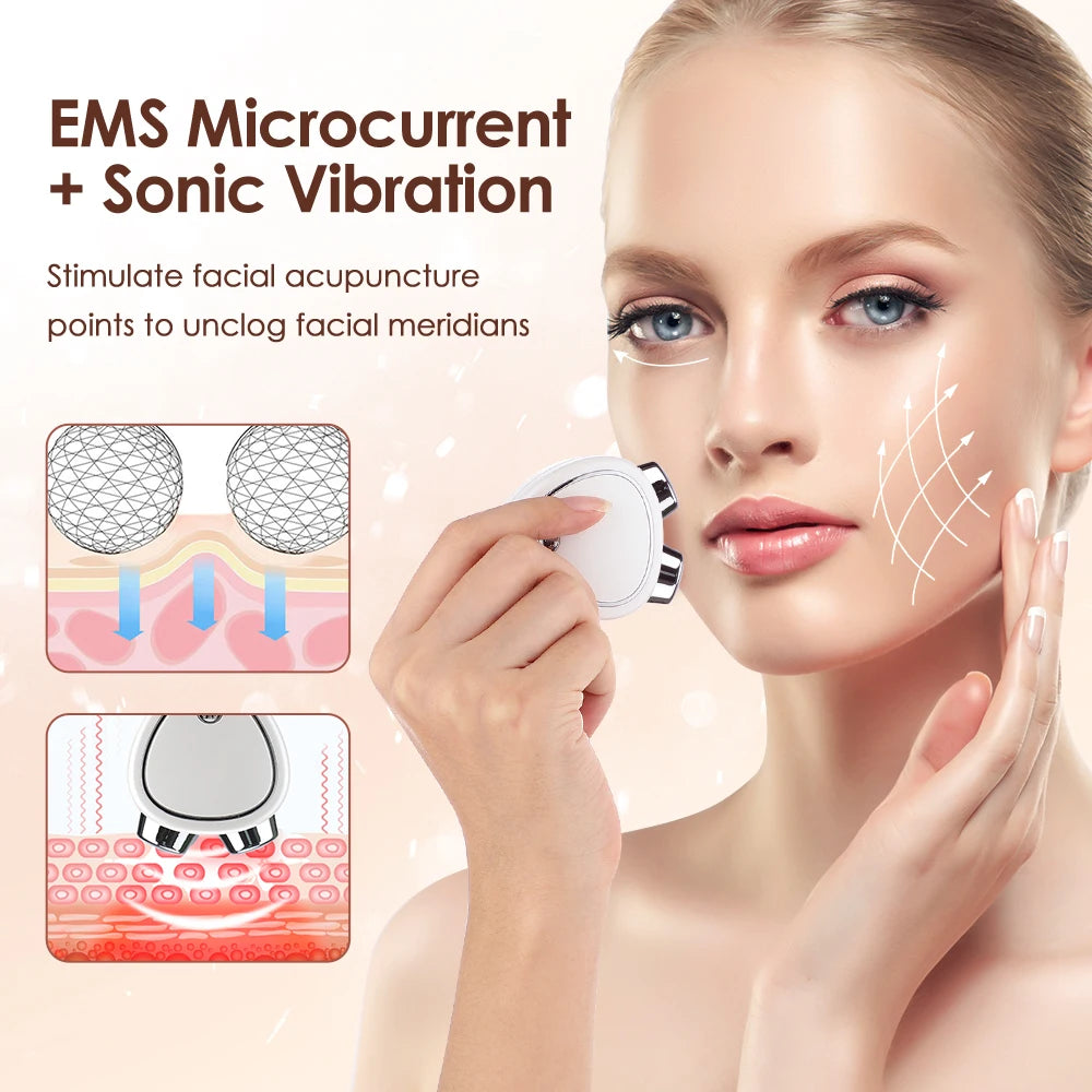 Portable Electric Face Lift Roller Massager EMS Microcurrent Sonic