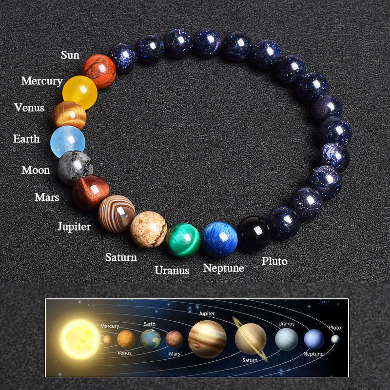 Universe Solar System Bracelet Natural Stone